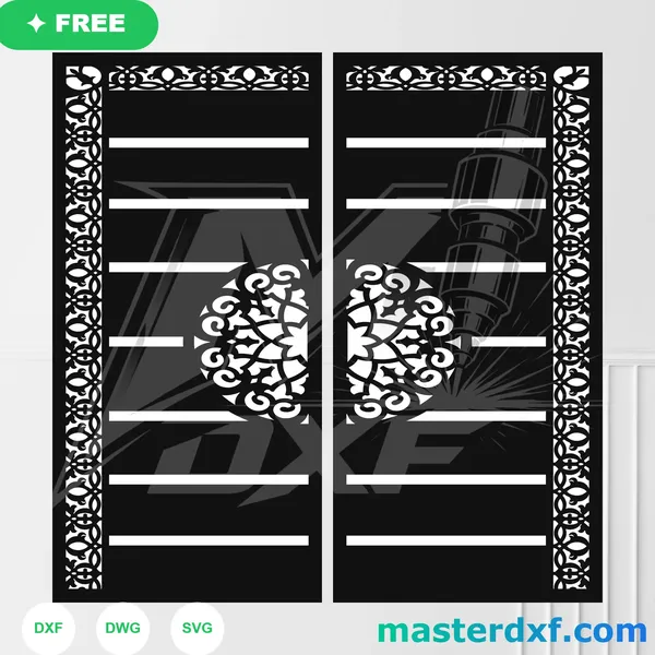Vintage Floral Border Medallion DXF Slatted Door Panel DXF File